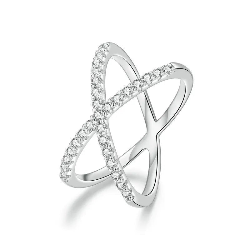 Sparkling Criss Cross Moissanite Ring - eXquisite Elegance