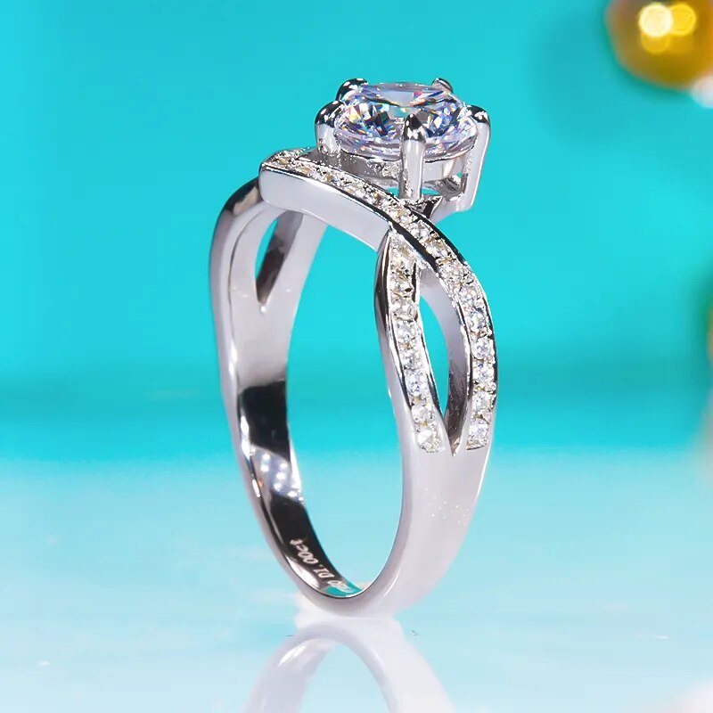 Victory Divine: V-Shaped Sterling Silver Ring Series (D color Moissanite & Zircon)