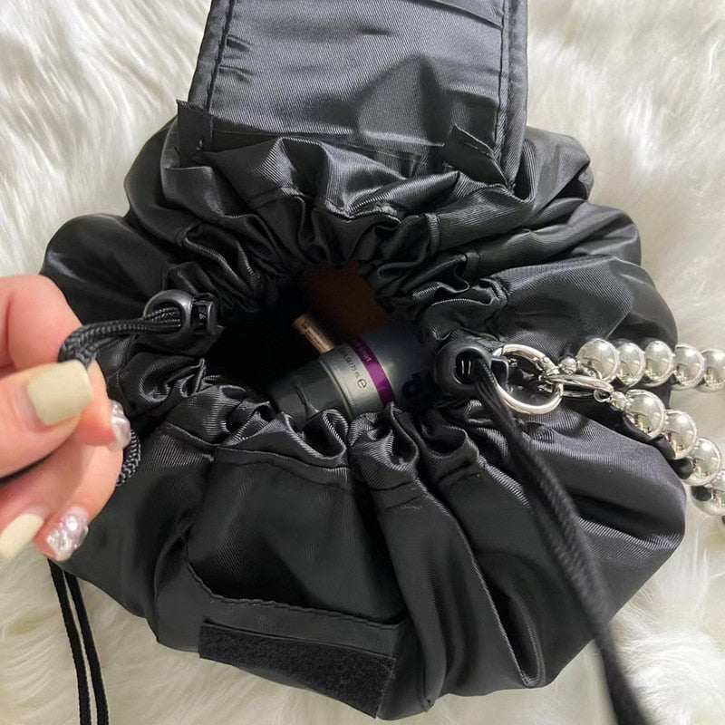 The Classic Drawstring Silver Ball Chain Bag