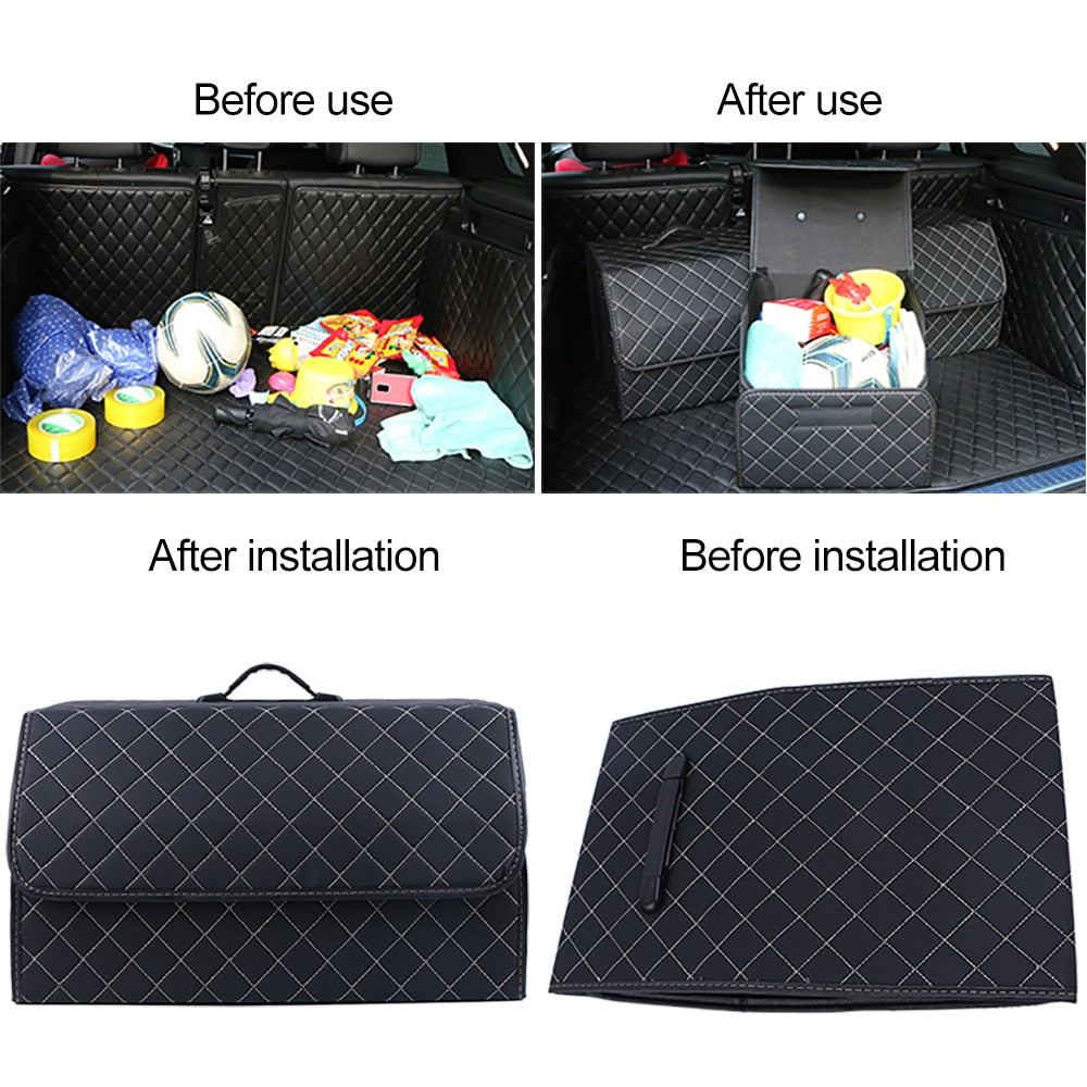 Faux Leather Car Trunk Organizer - Stylish, Practical, and Versatile