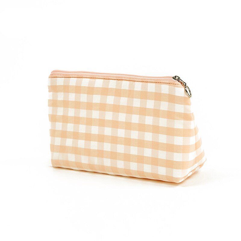 Organic Cotton Checkered Cosmetic Bag