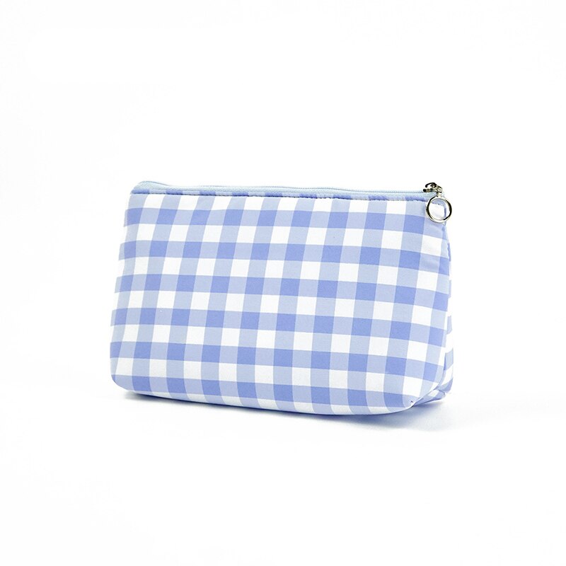 Organic Cotton Checkered Cosmetic Bag