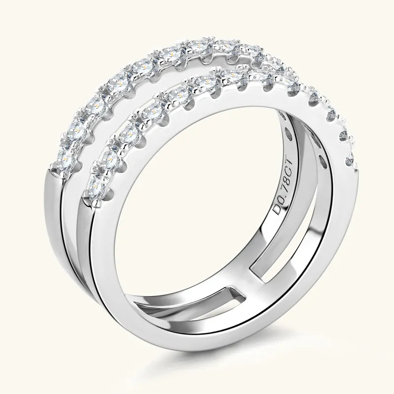 Elegant Double Row Moissanite Ring (925 Sterling Silver)
